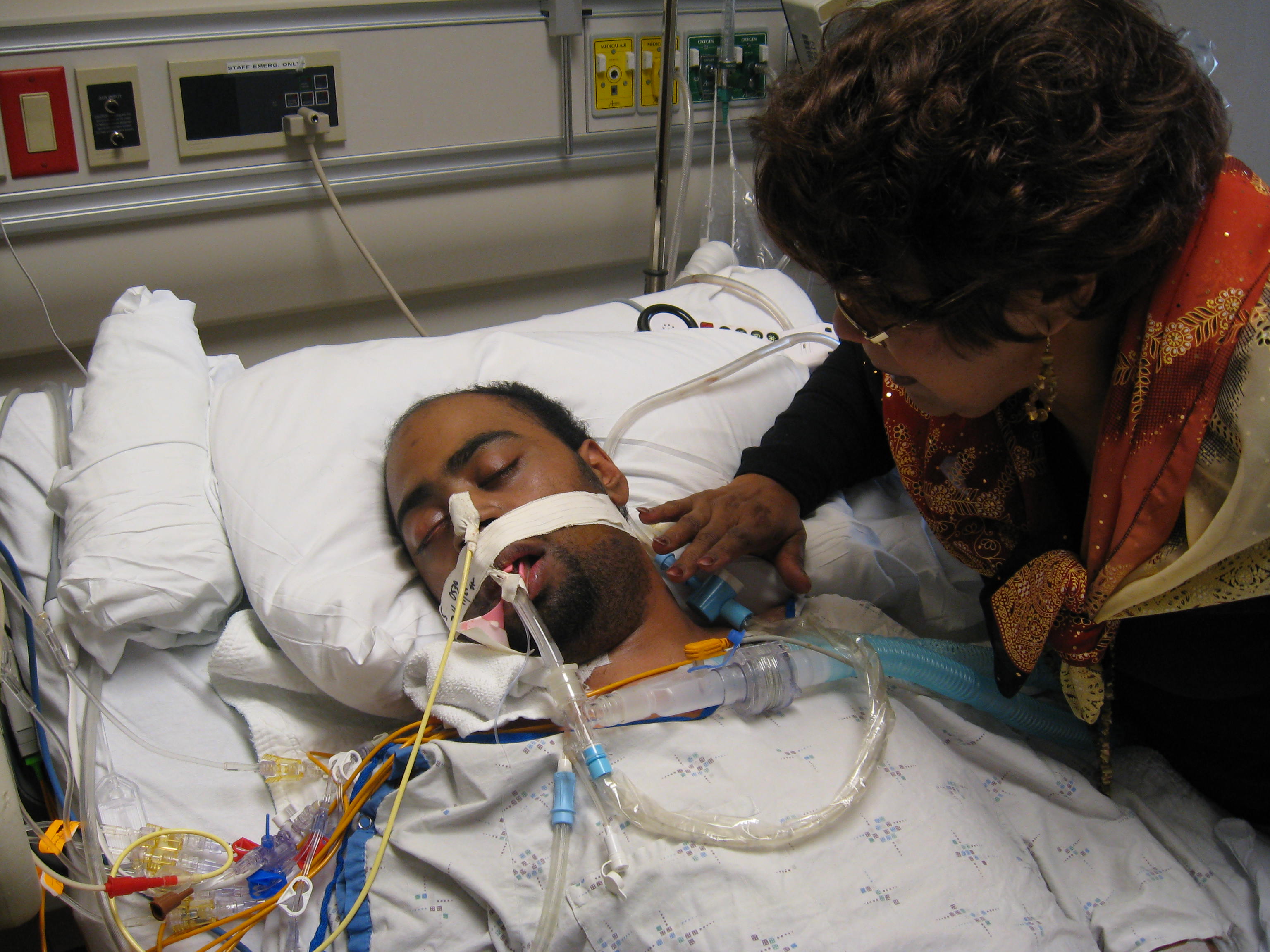 Mom watching over David Nov 2007 during Coma  